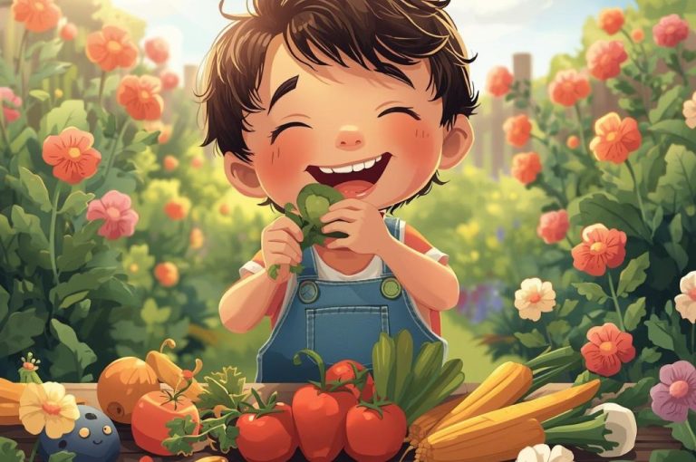 gyermek zöldséget eszik